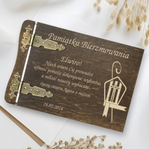 Album drewniany z grawerem na bierzmowanie - Prowadzony wiarą