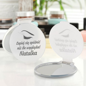 Lusterko kosmetyczne z nadrukiem dla niej - Spóźniona, ale piękna