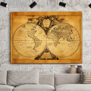 Mapa świata z 1752 (50x70 cm) na płótnie z dedykacją - Dwudziestolecie