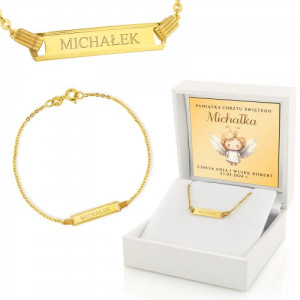 Złota bransoletka pr. 585 z grawerem na chrzest - Mój Aniele