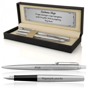 Pióro wieczne i długopis Parker Jotter w etui z grawerem - Twórcza wena