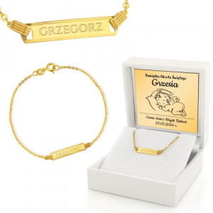 Złota bransoletka pr. 585 z grawerem dla dziecka - Śpioszek