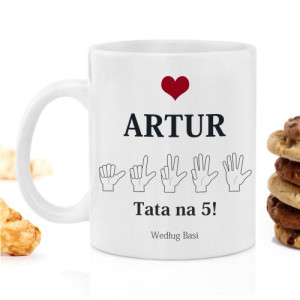 Kubek dla taty z nadrukiem - Tata na 5!