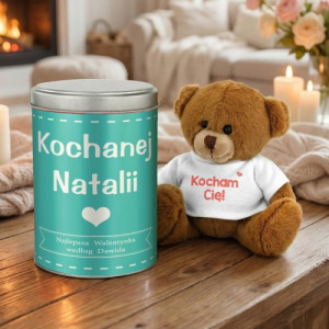 Miś na walentynki w puszce dla ukochanej - Zakochane Sówki