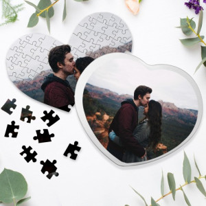 Puzzle serce ze zdjęciem dla zakochanych - Pocałunek