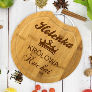 Deska bambusowa do krojenia z grawerem - Królowa Kuchni