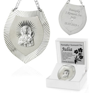 Ryngraf srebrny na I Komunię Św. z grawerem - Wielka łaska