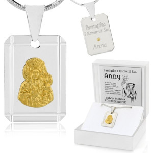 Srebrny medalik na łańcuszku z grawerem na komunię - Umocnienie wiary