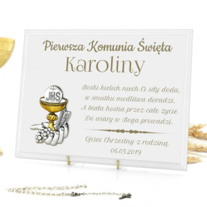 Obrazek komunijny z grawerem dla dziewczynki - Boski kielich