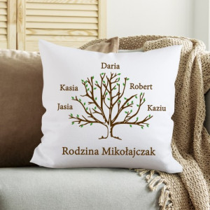 Poduszka dekoracyjna z nadrukiem - Drzewo rodzinne