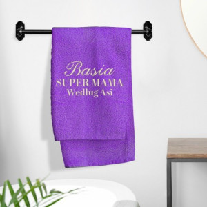 Ręcznik kąpielowy fioletowy (70x140 cm) z haftem dla mamy - Super MAMA