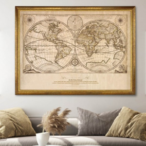 Mapa Świata 1684 w ramie (50x70 cm) dla nauczyciela - Droga do celu