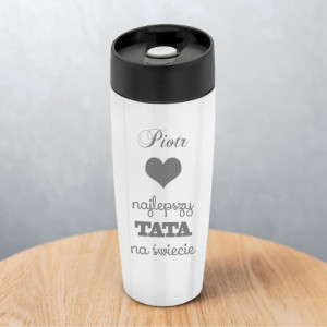 Kubek termiczny biały z grawerem - Najlepszy Tata na świecie