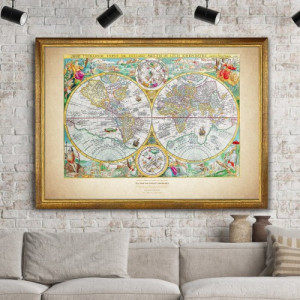 Mapa Świata 1594 w ramie dla nauczyciela (50x70 cm) - Podróż życia