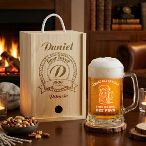 Kufel do piwa w skrzynce z grawerem dla piwosza - Beer lover