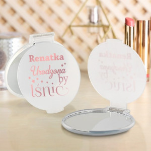 Lusterko kosmetyczne z nadrukiem na urodziny - Urodzona by lśnić