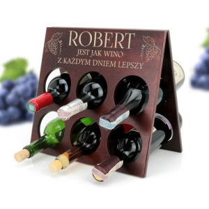 Stojak na wino z grawerem dla niego - Z każdym dniem lepszy