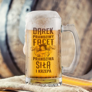 Kufel do piwa z nadrukiem dla faceta - Siła i krzepa