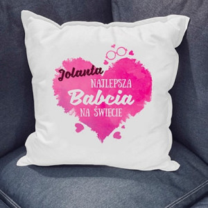 Poduszka dekoracyjna z nadrukiem dla babci - Serce dla babci