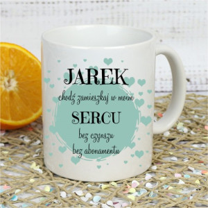 Kubek z nadrukiem na prezent dla niego - Zamieszkaj w moim sercu
