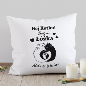 Poduszka dekoracyjna z nadrukiem - Hej kotku