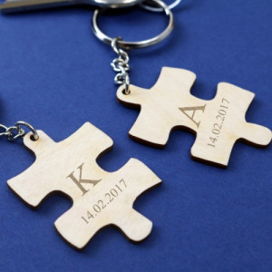 Brelok do kluczy dla pary z grawerem - Puzzle