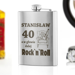 Piersiówka z grawerem na 40 urodziny - Rock n Roll