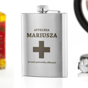 Piersiówka stalowa z grawerem dla niego - Apteczka