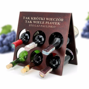 Stojak na wino drewniany z grawerem dla niej - Ploteczki