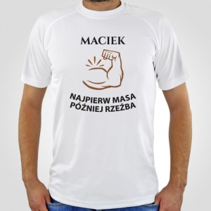 Koszulka męska biała z nadrukiem dla sportowca Rozmiar L - Najpierw masa