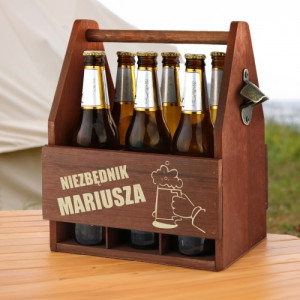 Skrzynka na piwo drewniana z grawerem - Niezbędnik