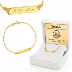 Złota bransoletka (pr. 585) z grawerem dla dziewczynki - Sakrament