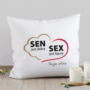 Poduszka dekoracyjna z zabawnym nadrukiem - Sen jest dobry ale...