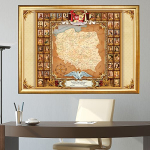 Mapa z władcami Polski dla nauczyciela (50x70 cm) - Dar najpiękniejszy
