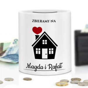 Skarbonka z nadrukiem dla pary - Zbieramy na dom