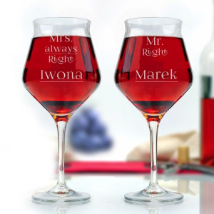 Kieliszki do wina z grawerem dla pary - Mrs. & Mr.