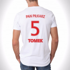 Koszulka męska biała z nadrukiem dla piłkarza Rozmiar L - Pan piłkarz