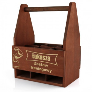 Drewniana skrzynka na piwa z grawerem - Zestaw treningowy