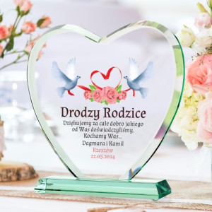 Statuetka serce z nadrukiem na podziękowanie dla rodziców - Gołąbki