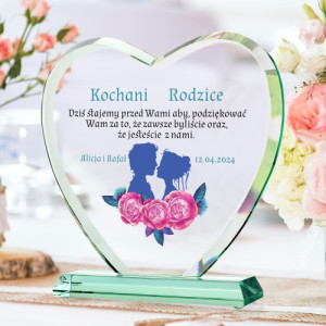 Statuetka serce dla rodziców z nadrukiem dedykacji - Za to, że jesteście