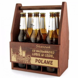 Drewniana skrzynka na piwo z grawerem - Polane