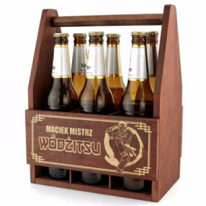 Drewniana skrzynka na piwo z grawerem - Wódżitsu