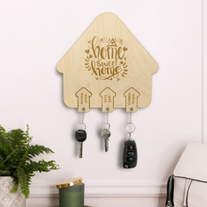 Drewniany wieszak na klucze z grawerem dedykacji na prezent