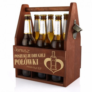 Drewniana skrzynka na piwo z otwieraczem - Druga Połówka