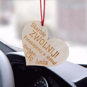 Zawieszka do samochodu z grawerem - Skarbie zwolnij