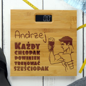 Waga łazienkowa z drewna bambusowego - Sześciopak