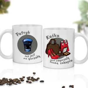 Zestaw kubków dla pary z nadrukiem na prezent - Jestem zagorzałą