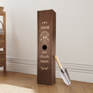 Skrzynka na drzewko drewniana z grawerem - Na 40 urodziny