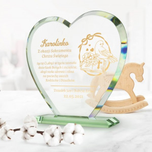 Szklana statuetka z grawerem na chrzest dla dziewczynki - Siła wiary