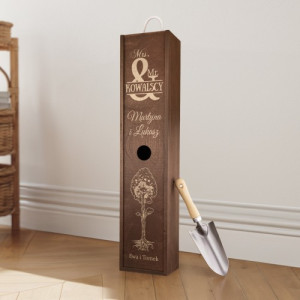 Skrzynka na drzewko z grawerem na parapetówkę - Dąb